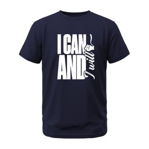 I Can And I Will Greys&Blues Pima Round neck T-Shirt - Navy Blue