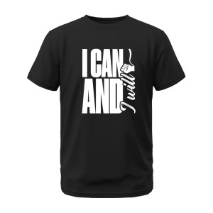 I Can And I Will Greys&Blues Pima Round neck T-Shirt - Black
